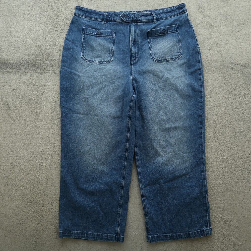 Loft Jeans Womens Size 18 Blue High-Rise The Wide-Leg Denim 26.5" Inseam Stretch